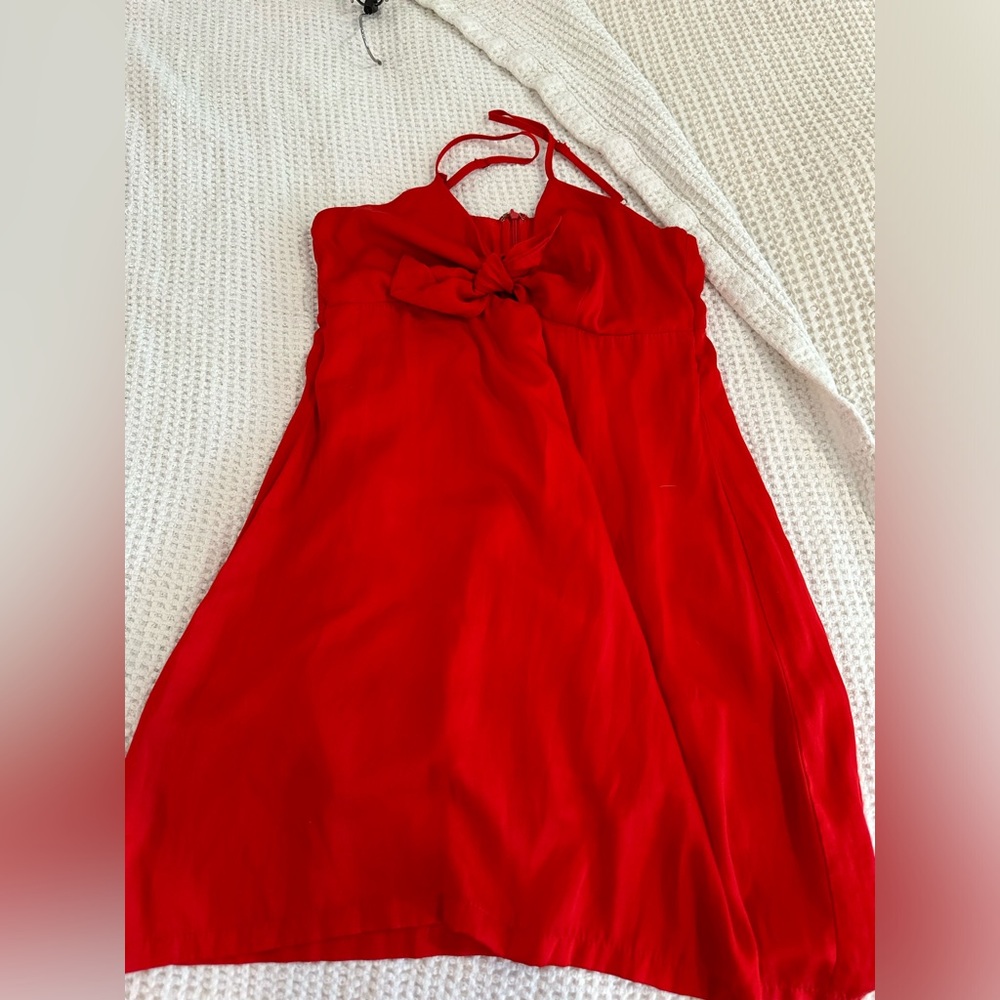 Tie front red mini dress - urban outfitters